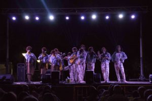 Momento de la actuación de Los 3W en Expocarnaval 
