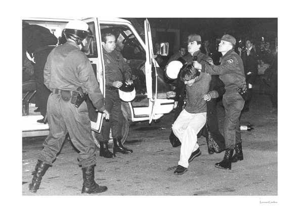 Antidisturbios de toda Extremadura intervinieron en la protesta de La Madrila contra los horarios de cierre (1991).