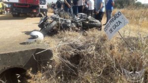 Motocicleta accidentada cerca de Lobón