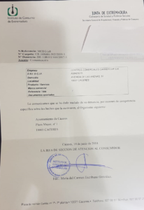 Respuesta de la Consejería.